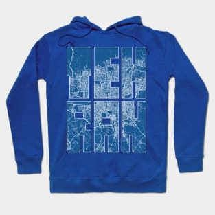 Tehran, Iran City Map Typography - Blueprint Hoodie